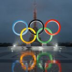 Olympic rings to celebrate the IOC official announcement that Paris won the 2024 Olynpic bid are seen during a ceremony at the Trocadero square in Paris, France, September 13, 2017 .  REUTERS/Gonzalo Fuentes - RC1B2F452F30
